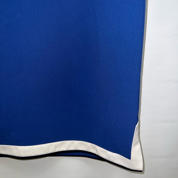 Ann Taylor Dress Womens Size Medium Blue Black Polyester V-Neck Classic - Picture 14 of 15